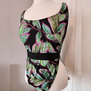 ASOS High Cut Tropical One Piece Swimsuit